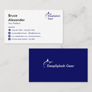 Minimalist Navy White Professional Clean Corporate Business Card
