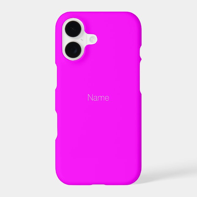 Minimalist neon magenta pink custom name monogram  iPhone case (Back)