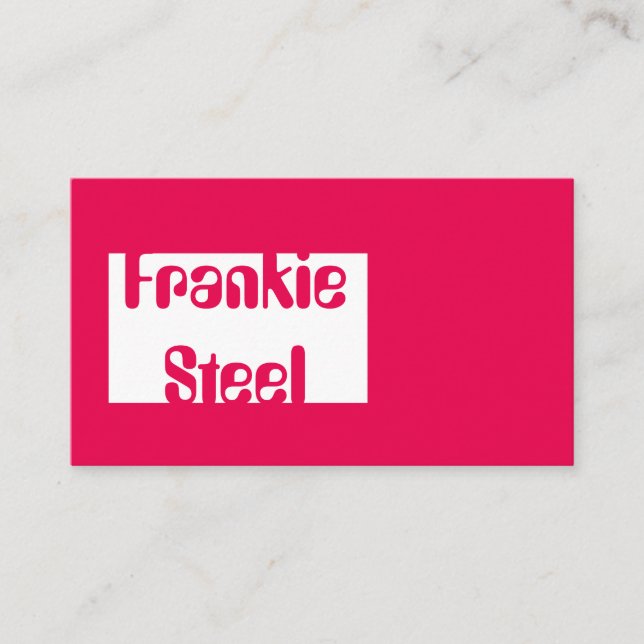Minimalist neon pink and white business card (Front)