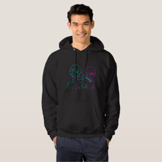 Minimalist Neon pink & Blue Cyberpunk Anime Couple Hoodie