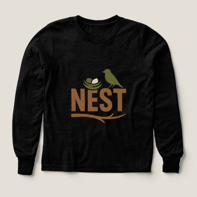 Minimalist Nest Bird Nature Art (Design Front)