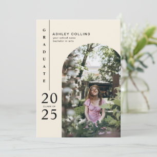 Minimalist Neutral Arch Photo Graduation Party Invitation