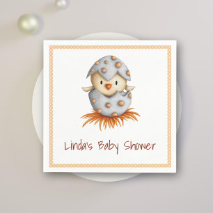 Minimalist Neutral Baby Bird Hatching Baby Shower Napkin