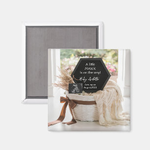 Minimalist Neutral basket pregnancy announcement  Magnet