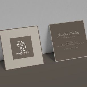 Minimalist Neutral Beige Beauty Square  Business Card