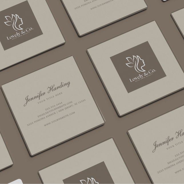 Minimalist Neutral Beige Beauty Square  Square Business Card (Creator Uploaded)