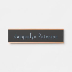 Minimalist Neutral Black Blue Elegant Modern Name Door Sign