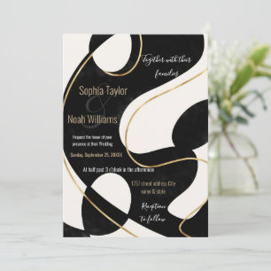 Minimalist Neutral Black Gold Abstract Painting