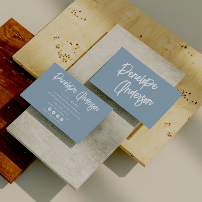 Minimalist Neutral Blue Boho Chic Modern Trendy  Business Card (Creator Uploaded)