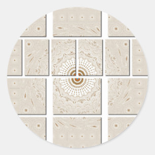 Minimalist Neutral Geometric Beige Tonal Design Classic Round Sticker