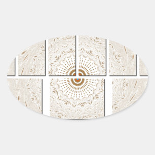Minimalist Neutral Geometric Beige Tonal Design Oval Sticker