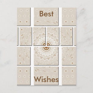 Minimalist Neutral Geometric Beige Tonal Design Postcard