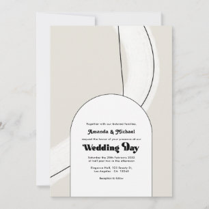Minimalist Neutral Geometric Modern Boho Wedding Invitation