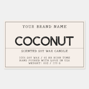 Minimalist neutral modern elegant candle product rectangular sticker
