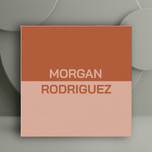 Minimalist neutral orange copper terracotta  square business card