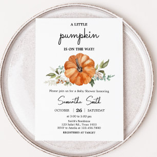 Minimalist Neutral Pumpkin Baby Shower Invitation