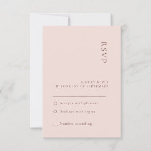 Minimalist Neutral Rose Wedding RSVP card
