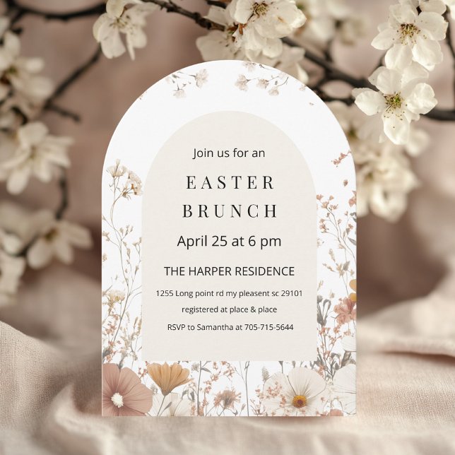 Minimalist Neutral Wildflower Easter Invitation (Creator Uploaded)