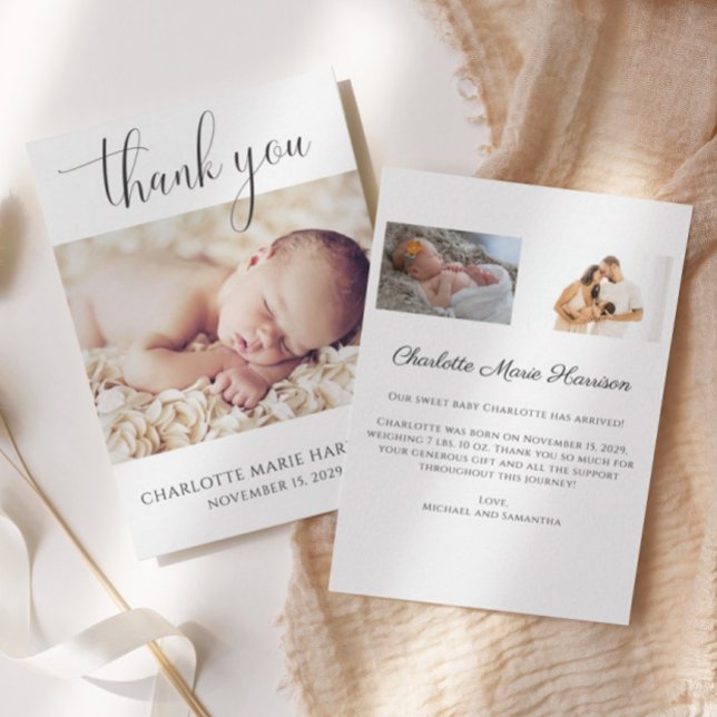Minimalist New Baby Thank You Birth Announcement (Creator Uploaded)