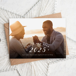 Minimalist New Year Photo Overlay Flat Holiday Card