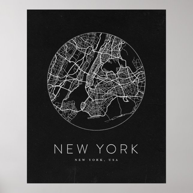 Minimalist New York City Decorative Map Poster (Front)