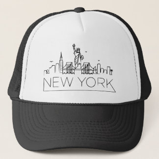 Minimalist New York City FL Skyline Graphic  Trucker Hat