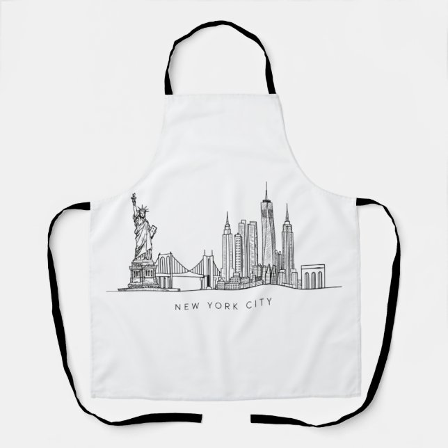 Minimalist New York City Skyline Line Art Apron (Front)