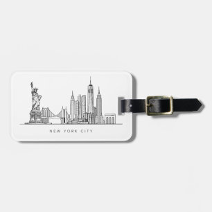 Minimalist New York City Skyline Line Art Luggage Tag