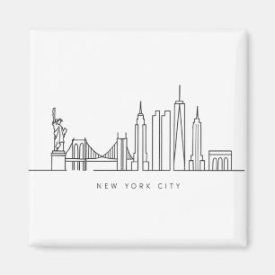 Minimalist New York City Skyline Line Art Magnet