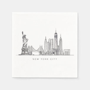 Minimalist New York City Skyline Line Art Napkin