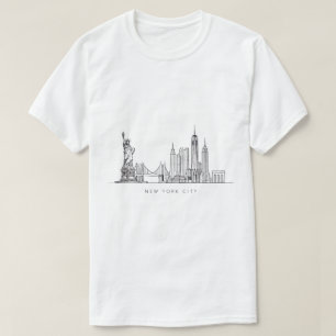 Minimalist New York City Skyline Line Art T-Shirt