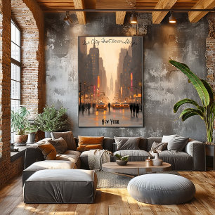 Minimalist New York Skyline Poster – Soft Tones