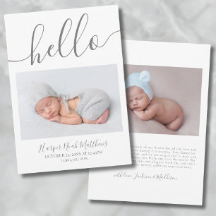 Minimalist Newborn Birth Photo Baby Announcement
