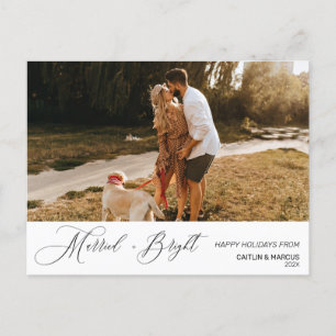 Minimalist Newly Wed Married and Bright Christmas  Postcard