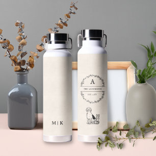 Minimalist Newlywed Couple Gift Monogram Initials Water Bottle
