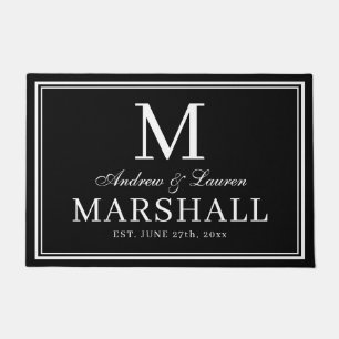 Minimalist Newlywed Couple Monogram Just Married Doormat