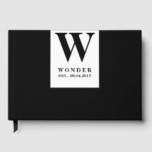 Minimalist Newlywed Logo Black Wedding Monogram Guest Book
