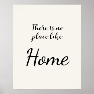 Minimalist No Place Like Home White Poster