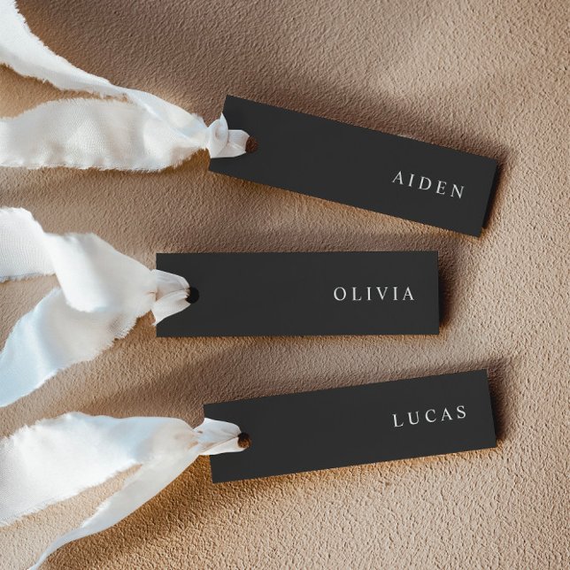 Minimalist Noir Wedding Name Place Cards (Delivered untrimmed)