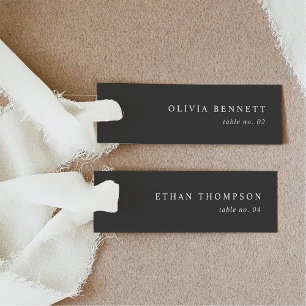 Minimalist Noir Wedding Name Place Cards