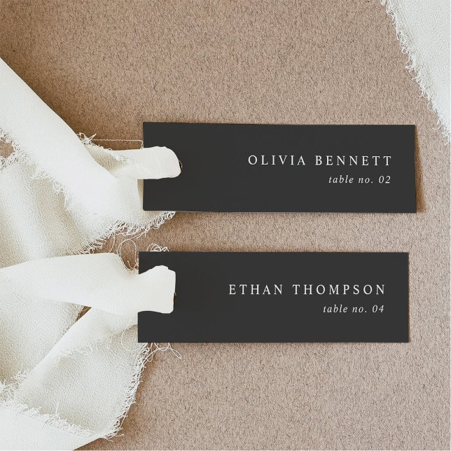 Minimalist Noir Wedding Name Place Cards (Creator Uploaded)