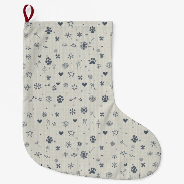 Minimalist Nordic Pet Stocking with Paw Prints (Front)
