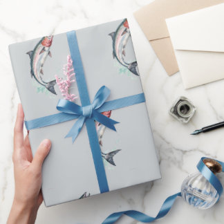 Minimalist Nordic Salmon Gift Wrap Roll
