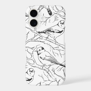 Minimalist North American Birds Line Art Pattern