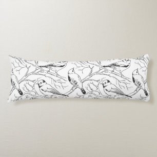Minimalist North American Birds Line Art Pattern Body Cushion