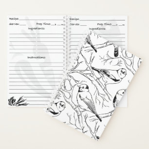 Minimalist North American Birds Line Art Pattern Notebook