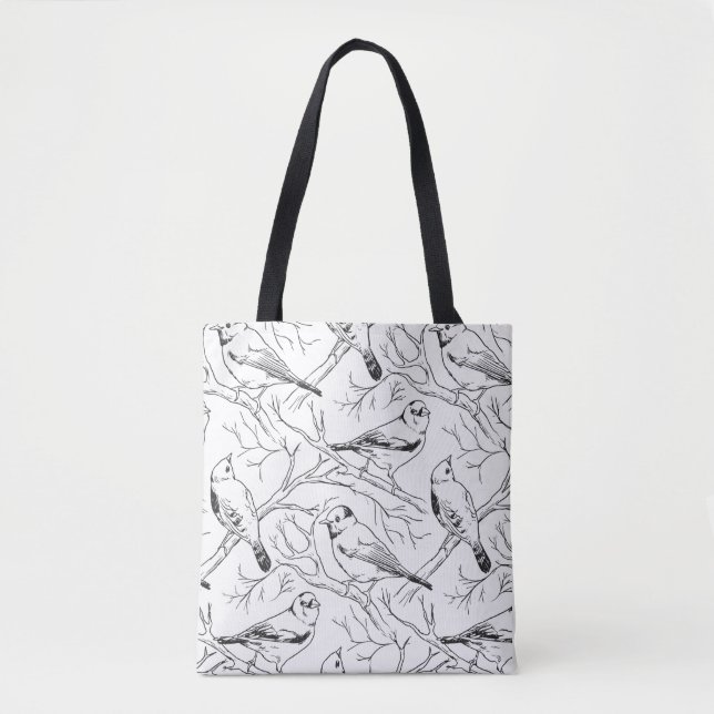 Minimalist North American Birds Line Art Pattern Tote Bag (Front)