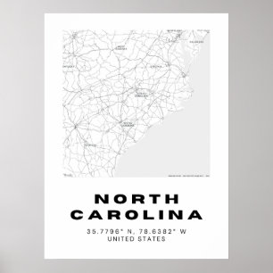 Minimalist North Carolina Map Art  Poster