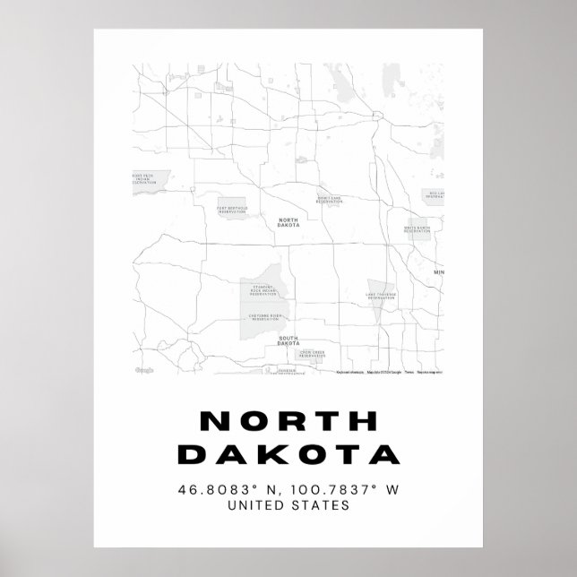Minimalist North Dakota Map Art Poster (Front)