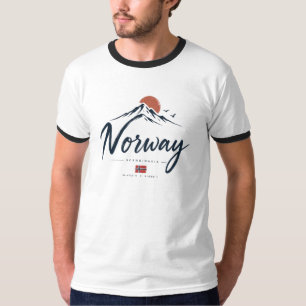 Minimalist Norway Flag Mountain T-Shirt